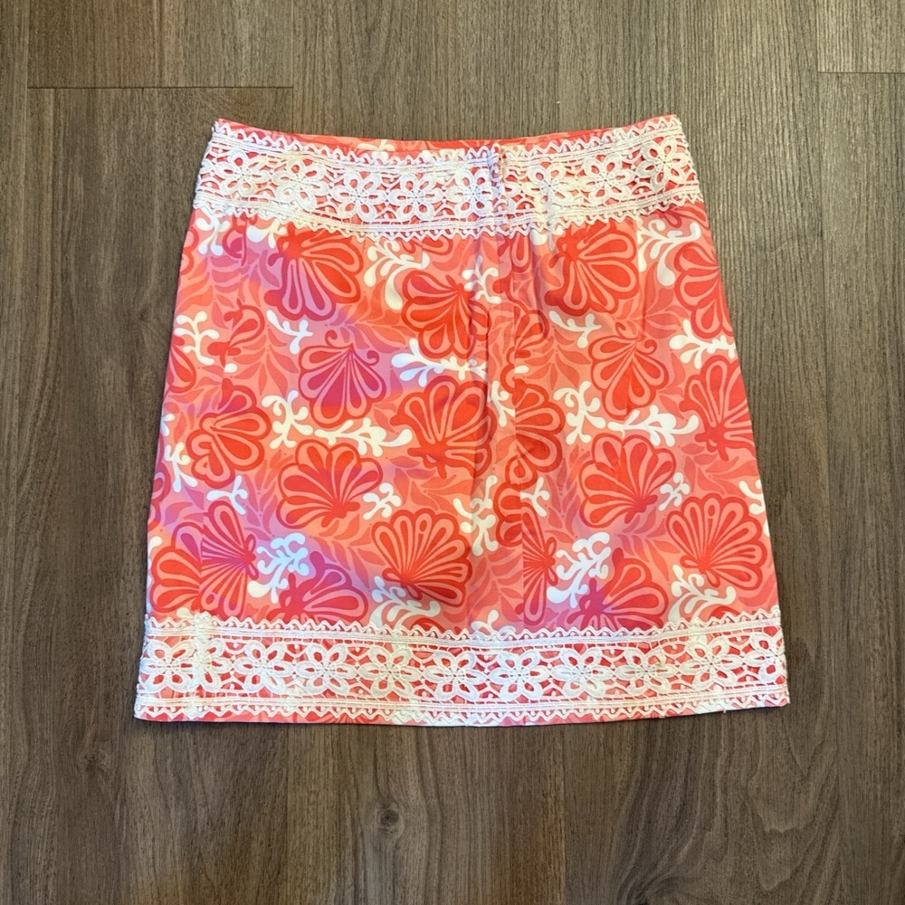 Lilly Pulitzer size 8 Floral Pink Skirt with Lace Trim - Picture 5 of 8